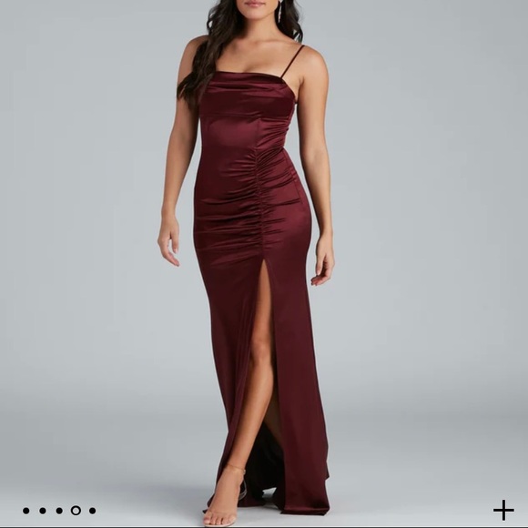 Nemi Formal High Slit Ruched Dress - Picture 2 of 8
